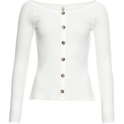 Shirt carmen z guzikami bonprix biel wełny. Białe koszulki damskie bonprix, bez wzorów, z wełny, bez kołnierzyka. Za 74,99 zł.