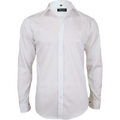 Biała Elegancka Koszula Wizytowa na Spinki - BELLO - Taliowana, Długi Rękaw KSDWBELLOBS003. Białe koszule męskie Bello, z bawełny, eleganckie. Za 129,00 zł.