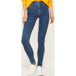 Spodnie damskie: Jeansy high waist skinny - Turkusowy