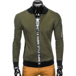 BLUZA MĘSKA ROZPINANA BEZ KAPTURA B739 - KHAKI. Brązowe bluzy męskie rozpinane marki Ombre Clothing, m, z bawełny, bez kaptura. Za 69,00 zł.