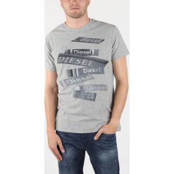 Diesel T-Diego-Qd Koszulka Szary. Szare koszulki męskie Diesel, xl, z haftami, z bawełny, bez kołnierzyka, z krótkim rękawem, krótkie. Za 188,95 zł.
