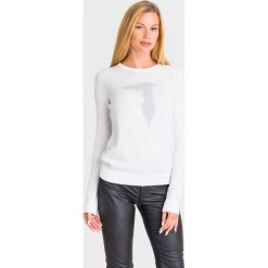 SWETER Trussardi Jeans. Białe swetry damskie Trussardi Jeans, s, bez wzorów, z jeansu, bez rękawów, bez kaptura. Za 469,00 zł.