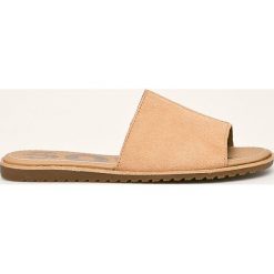 Sorel - Klapki skórzane Ella. Brązowe klapki damskie Sorel, bez wzorów, ze skóry, bez obcasa, na obcasie. Za 339,90 zł.
