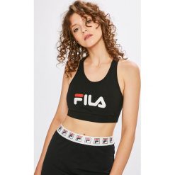 Fila - Biustonosz. Czarne biustonosze sportowe damskie marki Fila, s, z nadrukiem, z elastanu. W wyprzedaży za 119,90 zł.