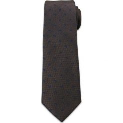 Krawat Męski w Drobny, Granatowy Wzór Paisley - Chattier, Ciemny Brązowy KRCH0971. Pomarańczowe krawaty męskie Chattier, paisley, z tkaniny, eleganckie. Za 39,00 zł.