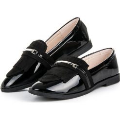 Mokasyny damskie: Czarne lakierowane mokasyny IDEAL SHOES