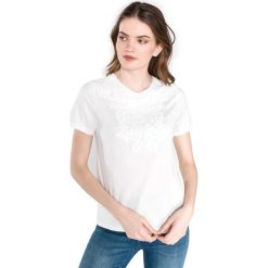 Vero Moda Mona Koszulka Biały. Białe koszulki damskie Vero Moda, l, w koronkowe wzory, z bawełny, bez kołnierzyka. Za 97,95 zł.