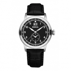 RABAT ZEGAREK DOXA D-air GMT 192.10.105.01. Czarne zegarki męskie marki DOXA, ze stali. W wyprzedaży za 969,00 zł.