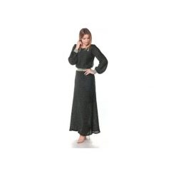 Sukienka Atena. Zielone sukienki damskie Silje, s, bez wzorów, eleganckie, bez kołnierzyka, z długim rękawem, długie. Za 380,00 zł.