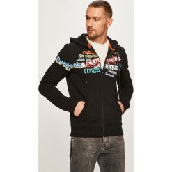Desigual - Bluza. Czarne bluzy męskie Desigual, m, z nadrukiem, z bawełny, z kapturem, bez rękawów, z kapturem. W wyprzedaży za 279,90 zł.