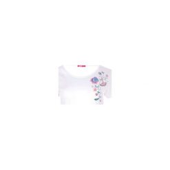 T-shirt damski z krótkim rękawem. Szare t-shirty damskie marki TXM, z nadrukiem, bez kołnierzyka. Za 9,99 zł.