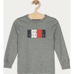 Tommy Hilfiger - Longsleeve dziecięcy 110-176 cm. Szare t-shirty chłopięce TOMMY HILFIGER, z aplikacjami, z bawełny, z długim rękawem. Za 159,90 zł.