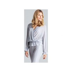 Bluzka M690zary. Szare bluzki damskie FIGL, xl, bez wzorów, bez kołnierzyka, z długim rękawem. Za 129,00 zł.