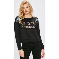 Guess Jeans - Bluza. Czarne bluzy damskie z nadrukiem marki Guess Jeans, s, z bawełny, bez kaptura. W wyprzedaży za 299,90 zł.