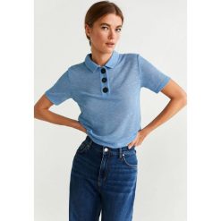 Mango - Polo Nemo. Niebieskie bluzki damskie Mango, m, bez wzorów, z poliesteru, polo. W wyprzedaży za 79,90 zł.