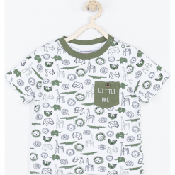 Koszulka. Białe t-shirty chłopięce SMILE LITTLE ONE, z nadrukiem, z krótkim rękawem. Za 39,90 zł.