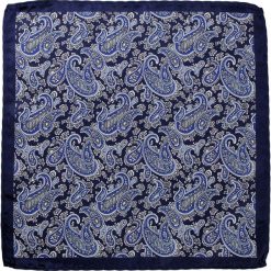 Granatowo-Szara Elegancka Męska Poszetka -ALTIES- Wzór Paisley, Łezka POSZALTTANIA0280. Szare poszetki męskie Alties, bez wzorów, z materiału, eleganckie. Za 16,90 zł.