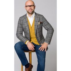 Marynarka Szara w Kratę Angus. Szare marynarki męskie LANCERTO, na jesień, m, bez wzorów, z jedwabiu, vintage. Za 899,00 zł.