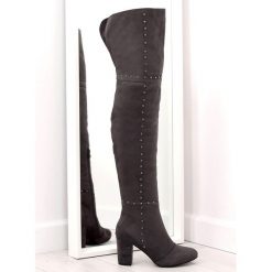 Muszkieterki na obcasie szare 539-1 Grey. Szare kozaki damskie ButyModne, na co dzień, eleganckie, za kolano, bez obcasa, na obcasie, na zamek. W wyprzedaży za 129,00 zł.