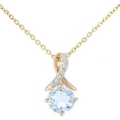Naszyjniki damskie: Złoty naszyjnik z diamentami i topazem – dł. 46 cm