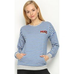 Bluzy damskie: Szaro-Niebieska Bluza Merry Heart