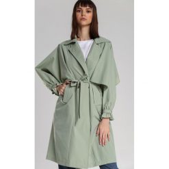 Miętowy Płaszcz Maisy. Zielone płaszcze damskie Renee, s, w paski, z tkaniny, długie. Za 209,99 zł.