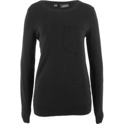 Swetry klasyczne damskie: Sweter z kieszonką bonprix czarny