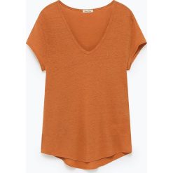 Lniana koszulka "Lolosister" w kolorze pomarańczowym. Pomarańczowe koszulki damskie American Vintage, s, bez wzorów, ze lnu, bez kołnierzyka. W wyprzedaży za 98,95 zł.