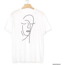 Twarz Kobieta Face T-Shirt Koszulka Biała. Niebieskie bluzki damskie marki Pakamera, z bawełny. Za 79,00 zł.