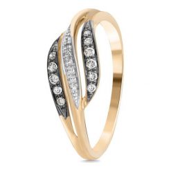 Unikalny Pierścionek Złoty - złoto 585, Brązowy brylant 0,12ct,diament 0,02ct. Żółte pierścionki damskie W.KRUK, z brylantem, złote. Za 1790,00 zł.