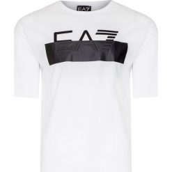 T-shirt EA7 EMPORIO ARMANI. Białe t-shirty męskie EA7 Emporio Armani, z nadrukiem, z bawełny, z okrągłym kołnierzem. W wyprzedaży za 276,00 zł.