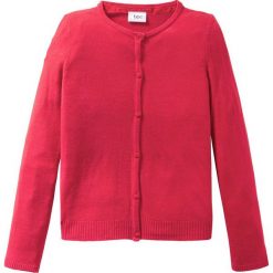 Sweter rozpinany bonprix czerwony. Czerwone swetry dziewczęce bonprix, bez wzorów, z dzianiny, bez kołnierzyka, bez rękawów, bez kaptura. Za 24,99 zł.
