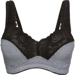 Biustonosz "minimizer" bez fiszbinów bonprix czarno-biały z nadrukiem. Czarne biustonosze z fiszbinami marki bonprix, z nadrukiem. Za 54,99 zł.