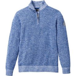 Sweter ze stójką bonprix niebiesko-biały melanż. Niebieskie swetry męskie bonprix, s, z aplikacjami, z dzianiny. Za 74,99 zł.