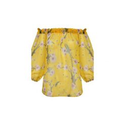 Bluzka Aida yellow. Różowe bluzki damskie Cool me, z nadrukiem, z szyfonu, bez kołnierzyka, bez rękawów. Za 139,00 zł.