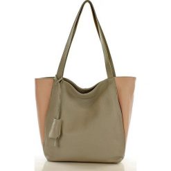 Shopper bag damskie: BETTE Shopper skórzany MAZZINI szary z pudrowym różem