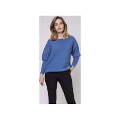 Sweter z fakturą, SWE160 niebieski MKM. Niebieskie swetry damskie Mkm swetry, s, bez wzorów, z dzianiny, eleganckie, bez rękawów, bez kaptura. Za 115,00 zł.
