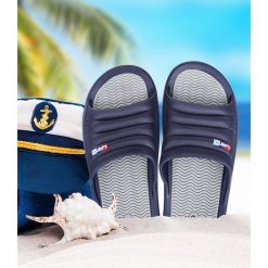 Klapki męskie basenowe Lano KL-4-0218 Navy/Grey. Szare kapcie męskie Lano, z materiału. Za 28,00 zł.