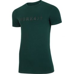 T-shirt męski TSM214 - ciemna zieleń. Żółte koszulki męskie marki 4f, m, bez wzorów, bez kołnierzyka. Za 49,99 zł.