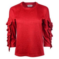 Only Panie Sweter Wiosna Ida 3/4 Ruffle Pullover Knt Płomień Scarlet (Rozmiar S). Czerwone swetry klasyczne damskie marki ONLY, na wiosnę, s. W wyprzedaży za 45,00 zł.
