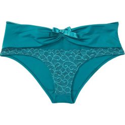 Figi "panty" bonprix niebieskozielony. Niebieskie panty damskie bonprix, w koronkowe wzory. Za 34,99 zł.
