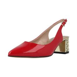 Buty ślubne damskie: Skórzane czółenka w kolorze czerwonym