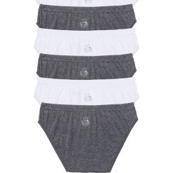 Figi (6 par) bonprix biały + szary melanż. Szare majtki damskie marki bonprix, z nadrukiem. Za 53,94 zł.