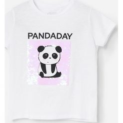 T-shirt z dwustronnymi cekinami - Biały. Białe t-shirty damskie Reserved, bez wzorów, bez kołnierzyka. W wyprzedaży za 15,99 zł.