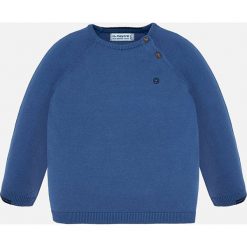Mayoral - Sweter dziecięcy 80-98 cm. Niebieskie swetry chłopięce Mayoral, bez wzorów, z bawełny, z okrągłym kołnierzem. Za 82,90 zł.