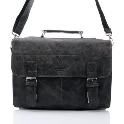 Włoska teczka skórzana czarna vintage Paolo Peruzzi 004TM - czarny. Czarne aktówki męskie bez wzorów, ze skóry, vintage. Za 299,99 zł.