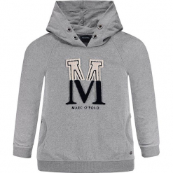 Bluza w kolorze szarym. Szare bluzy chłopięce rozpinane marki Marc O'Polo Junior, z aplikacjami, z bawełny. W wyprzedaży za 105,95 zł.