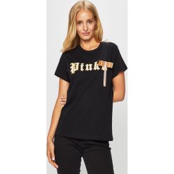 Pinko - T-shirt. Czarne bluzki damskie Pinko, s, z nadrukiem, z bawełny, z okrągłym kołnierzem. W wyprzedaży za 279,90 zł.