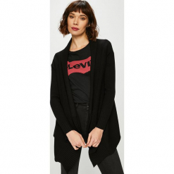 Guess Jeans - Sweter. Szare kardigany damskie marki Guess Jeans, na co dzień, l, z aplikacjami, z bawełny, casualowe, z okrągłym kołnierzem, mini, dopasowane. Za 549,90 zł.