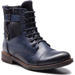 Kozaki LANQIER - 43A401 Navy. Niebieskie glany męskie marki Lanqier, ze skóry. W wyprzedaży za 229,00 zł.